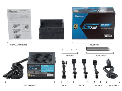 Seasonic G12 GM 650W, ATX, 120 mm fläkt, 80PLUS Gold, semi-löstagbara kablar#4