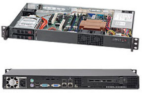 Supermicro SC510T-203B, 19" rack 1U, Mini ITX, 203W nätagg, 287 mm djup