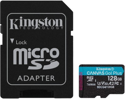 Micro Secure Digital SDXC 128 GB Kingston Canvas Go! Plus Gen4, 200 MB/sek läs, Class 10, UHS-I U3, V30, A2, inkl. SD-adapter#1