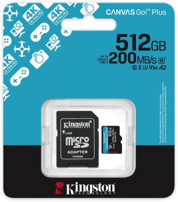 Micro Secure Digital SDXC 512 GB Kingston Canvas Go! Plus Gen4, 200/160 MB/sek, Class 10, UHS-I U3, V30, A2, inkl. SD-adapter#3