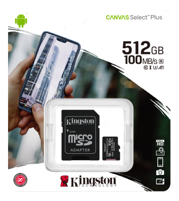 Micro Secure Digital SDXC 512 GB Kingston Canvas Select Plus, 100/85 MB/sek, Class 10, A1, UHS-I U3, inkl. SD-adapter#2