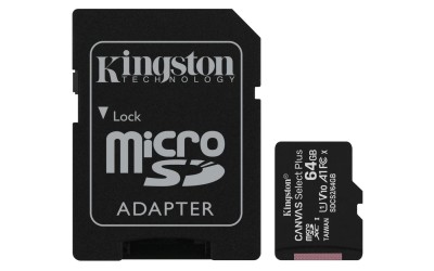 Micro Secure Digital SDXC 64 GB Kingston Canvas Select Plus, 100/85 MB/sek, Class 10, A1, UHS-I U1, inkl. SD-adapter, 2-pack