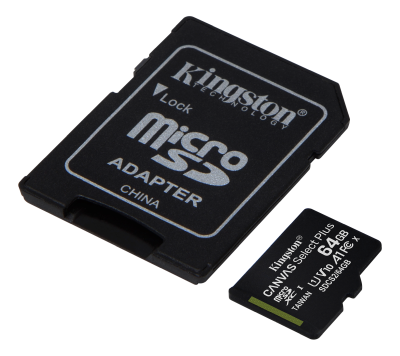 Micro Secure Digital SDXC 64 GB Kingston Canvas Select Plus, 100/85 MB/sek, Class 10, A1, UHS-I U1, inkl. SD-adapter#1