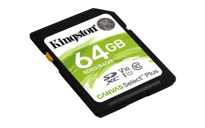 Secure Digital SDXC 64 GB Kingston Canvas Select Plus, 100 MB/sek läs, Class 10, UHS-I U1