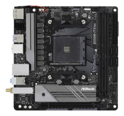 ASRock B550M-ITX/ac, AMD Socket AM4, Mini-ITX, 2xDDR4, PCI Express, 2xM.2 + SATA3 RAID, HDMI/DP, USB-C, GigaLAN, WiFi 5, Bluetooth 4.2#2