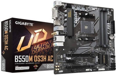 Gigabyte B550M DS3H AC, AMD Socket AM4, MicroATX, 4xDDR4, 2xM.2 + SATA3 RAID, DVI/HDMI, USB 3.2, GigaLAN, WiFi 5, Bluetooth 4.2, RGB Fusion 2.0