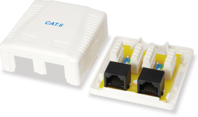 Equip RJ45 uttag, 2xRJ45, dubbelt utanpåliggande, Cat.6 UTP - Vit#2