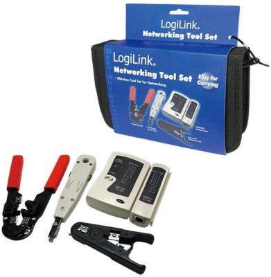 LogiLink Networking Tool Set Bag, testare för RJ11 / RJ12 / RJ45, krimptång och kroneverktyg