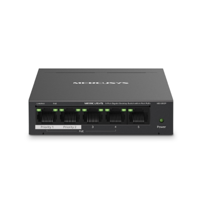 Mercusys | MS105GP | Unmanaged Switch | 5x Port | 1Gbit/s | 65W PoE