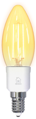 Deltaco Smart Home SH-LFE14C35 Filament LED-lampa, E14, WiFi, 4,5W, 1800K-6500K - Vit