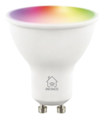 Deltaco Smart Home SH-LGU10RGB LED-lampa GU10, WiFi, 5W, RGB, dimbar - Vit