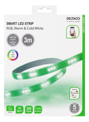 LED-list Deltaco Smart Home, RGB, 2700K-6500K, 3m, WiFi 2,4GHz - Vit#6