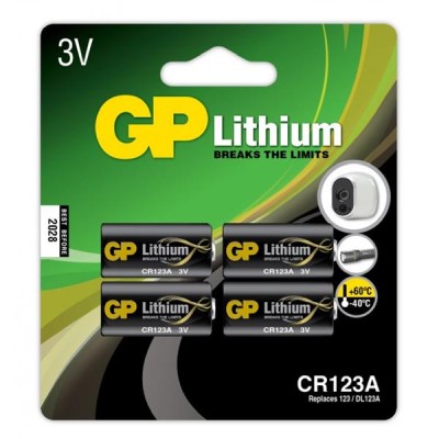 GP Batteries CR 123A-C1, 3V Lithium, 4-pack