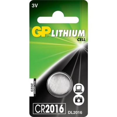 GP Button Cells, CR2016, 3V Lithium, 1-P