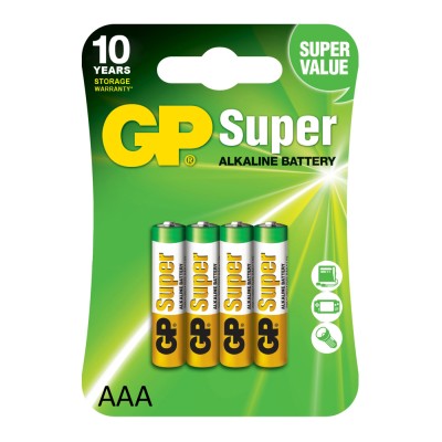 Batteri GP Super Alkaline AAA, LR03, 4-pack