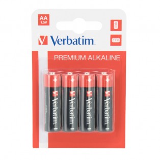 Batteri Verbatim AA alkaliskt, LR06, 4-pack