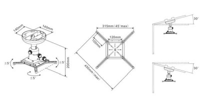 Multibrackets M Universal Projector Ceiling Mount 200 with Finetune, max 15 kg#4