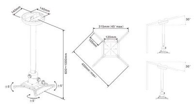 Multibrackets M Universal Projector Ceiling Mount 600-1000 with Finetune, max 10kg#3