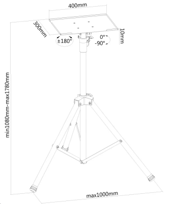 Golvstativ/bord Neomounts by Newstar NS-FS200BLACK, för skärm/laptop/projektor, max 15 kg, justerbart 108-178 cm#3