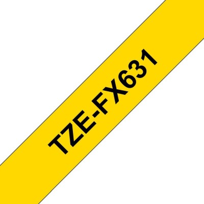 Brother märktape TZE-FX631, 12mm, Svart på gul botten, 8 meter, thermal