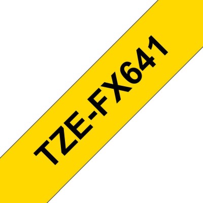 Brother märktape TZE-FX641, 18mm, Svart på gul botten, 8 meter, thermal