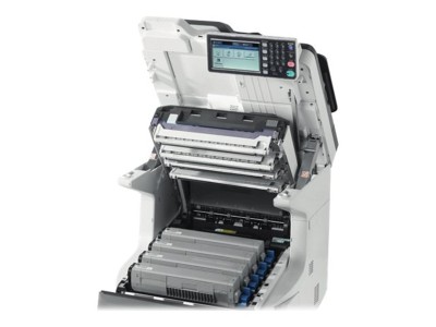 OKI MC853dnct - Color A3 MFP 7 inch touch 23/23 ppm Duplex PrintCopyScanFax USB Gb-lan PCL&PS 935sh on cabinet 1200x600dpi stapler#2