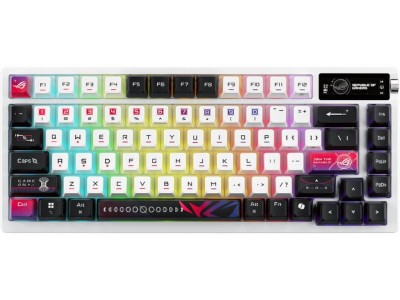 Asus ROG Azoth X 75% Custom Gaming Keyboard, RF/Bluetooth/USB, OLED display, nordiskt - Vit/Svart#1