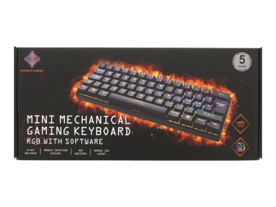 Deltaco GAMING Mekaniskt 60% RGB-tangentbord, röda brytare, 62 tang#3