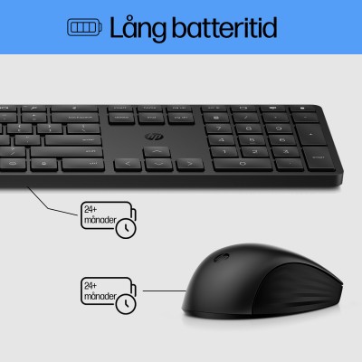 HP 650 kombinerat trådlöst tangentbord och mus (svart) Trådlöst, USB, full storlek, upp till 20/24 månaders batteritid tangentbord/mus#7