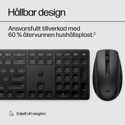 HP 650 kombinerat trådlöst tangentbord och mus (svart) Trådlöst, USB, full storlek, upp till 20/24 månaders batteritid tangentbord/mus#8