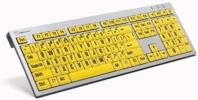 LogicKeyboard XLPrint PC, gula tangenter med svart text, USB-hub, svenskt