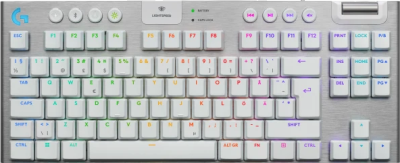 Logitech G915 X Lightspeed TKL, RGB Tactile, nordiskt, Bluetooth/Lightspeed/USB-C sladd - Vit
