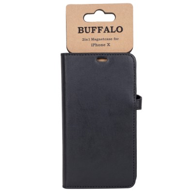 Plånboksfodral BUFFALO iPhone X/Xs med plats för kreditkort, magnetlås - Svart#5