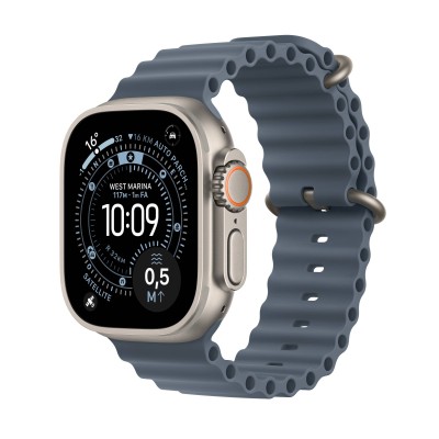 Apple Watch Ultra 3 GPS + Cellular 49mm Naturlig Titanboett med Ankarblå Havsband