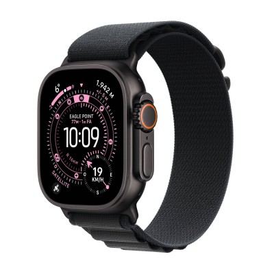 Apple Watch Ultra 3 GPS + Cellular 49mm Svart Titanboett med Svart Bergsloop - Medium