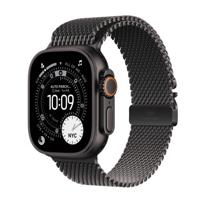 Apple Watch Ultra 3 GPS + Cellular 49mm Svart Titanboett med Svart milanesisk loop - Small