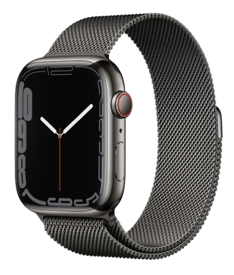 Apple Watch Series 7 GPS + Cellular 45mm Rostfri stålboett med Milaneselänk - Grafit#1