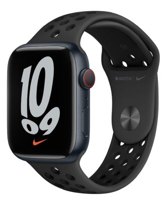 Apple Watch Nike Series 7 GPS + Cellular 45mm Aluminiumboett med Nike Sportband - Midnatt#1