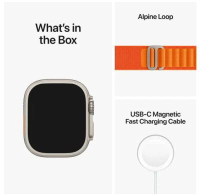 Apple Watch Ultra GPS + Cellular, 49mm Titanboett med Orange Bergsloop - Large#2