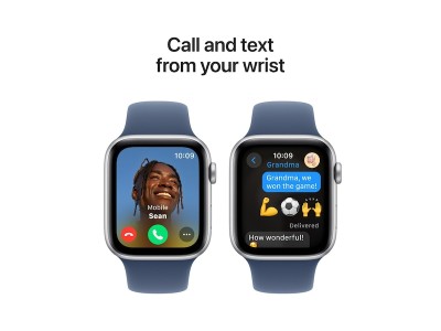 Apple Watch SE GPS 44mm Silver Aluminiumboett med Denim Sport Band - M/L#4