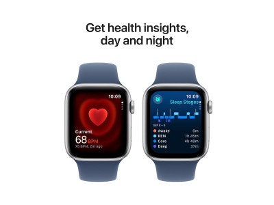 Apple Watch SE GPS 44mm Silver Aluminiumboett med Denim Sport Band - M/L#5