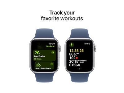 Apple Watch SE GPS 44mm Silver Aluminiumboett med Denim Sport Band - M/L#6