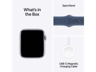 Apple Watch SE GPS 44mm Silver Aluminiumboett med Denim Sport Band - M/L#7