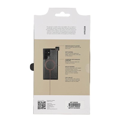 Plånboksfodral BUFFALO Samsung S22 Ultra, 3 st kortfack + sedelficka, 2-in-1 magnetskal - Svart#6