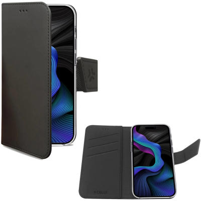 Celly Wally Wallet Case iPhone 15 Svart