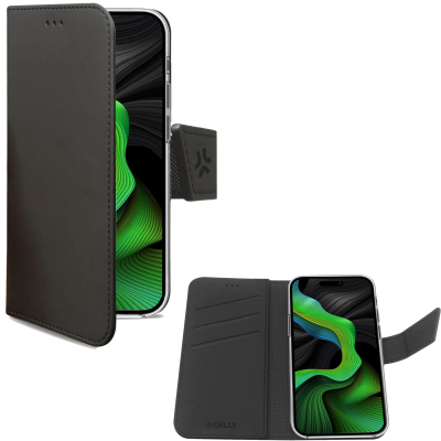 Celly Wally Wallet Case iPhone 15 Pro Svart