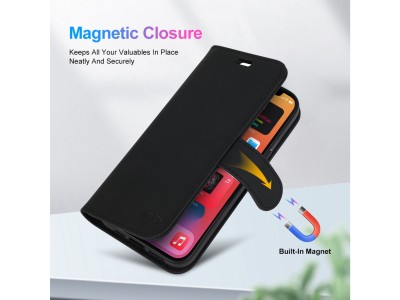 iPhone 13, plånboksfodral, svart 3 kortfickor, magnetisk stängningsmekanism#3