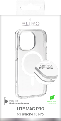 Puro iPhone 15 Pro skal LITE MAG PRO med magnet, Transparent#3