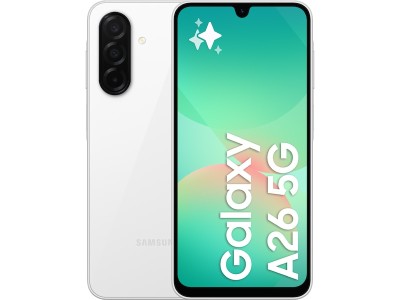 Samsung Galaxy A26 5G 128 GB, 6.7" sAMOLED 120Hz, 50/8/2/13 Mpixel kamera, Dual SIM, MicroSD, Android - Vit