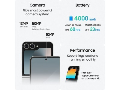 Samsung Galaxy Z Flip6 5G 512 GB, 6.7" FHD+, 50/12/10 Mpixel kamera, Dual SIM, Android - Gul#5